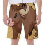 Cute Chinese Ox Zodiac Print Men's Beach Shorts
