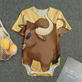 Cute Chinese Ox Zodiac Print Men's Bodysuit