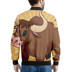 Cute Chinese Ox Zodiac Print Men's Bomber Jacket