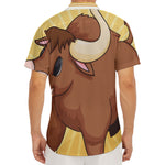 Cute Chinese Ox Zodiac Print Men's Deep V-Neck Shirt