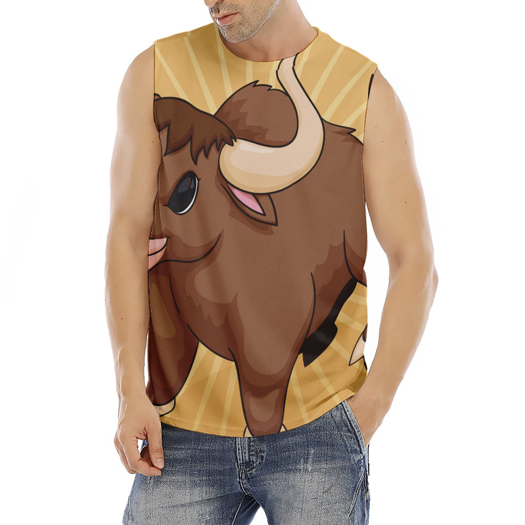 Cute Chinese Ox Zodiac Print Men's Fitness Tank Top