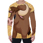 Cute Chinese Ox Zodiac Print Men's Long Sleeve T-Shirt