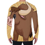 Cute Chinese Ox Zodiac Print Men's Long Sleeve T-Shirt