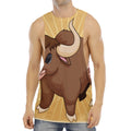 Cute Chinese Ox Zodiac Print Men's Muscle Tank Top