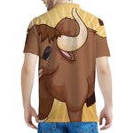 Cute Chinese Ox Zodiac Print Men's Polo Shirt
