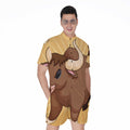 Cute Chinese Ox Zodiac Print Men's Romper
