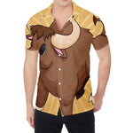 Cute Chinese Ox Zodiac Print Men's Shirt