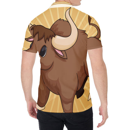 Cute Chinese Ox Zodiac Print Men's Shirt