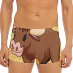 Cute Chinese Ox Zodiac Print Men's Short Boxer Briefs