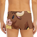 Cute Chinese Ox Zodiac Print Men's Short Boxer Briefs