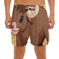 Cute Chinese Ox Zodiac Print Men's Split Running Shorts