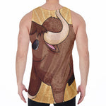 Cute Chinese Ox Zodiac Print Men's Velvet Tank Top