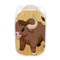 Cute Chinese Ox Zodiac Print Mesh Laundry Hamper