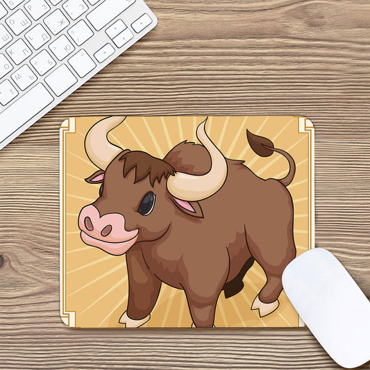 Cute Chinese Ox Zodiac Print Mouse Pad