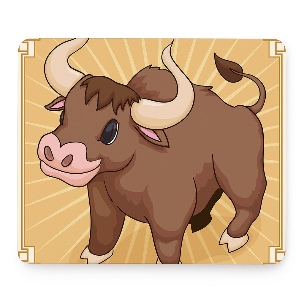 Cute Chinese Ox Zodiac Print Mouse Pad