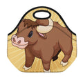 Cute Chinese Ox Zodiac Print Neoprene Lunch Bag