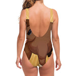 Cute Chinese Ox Zodiac Print One Piece Swimsuit