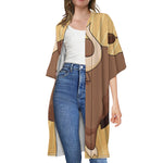 Cute Chinese Ox Zodiac Print Open Front Beach Cover Up