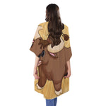 Cute Chinese Ox Zodiac Print Open Front Beach Cover Up