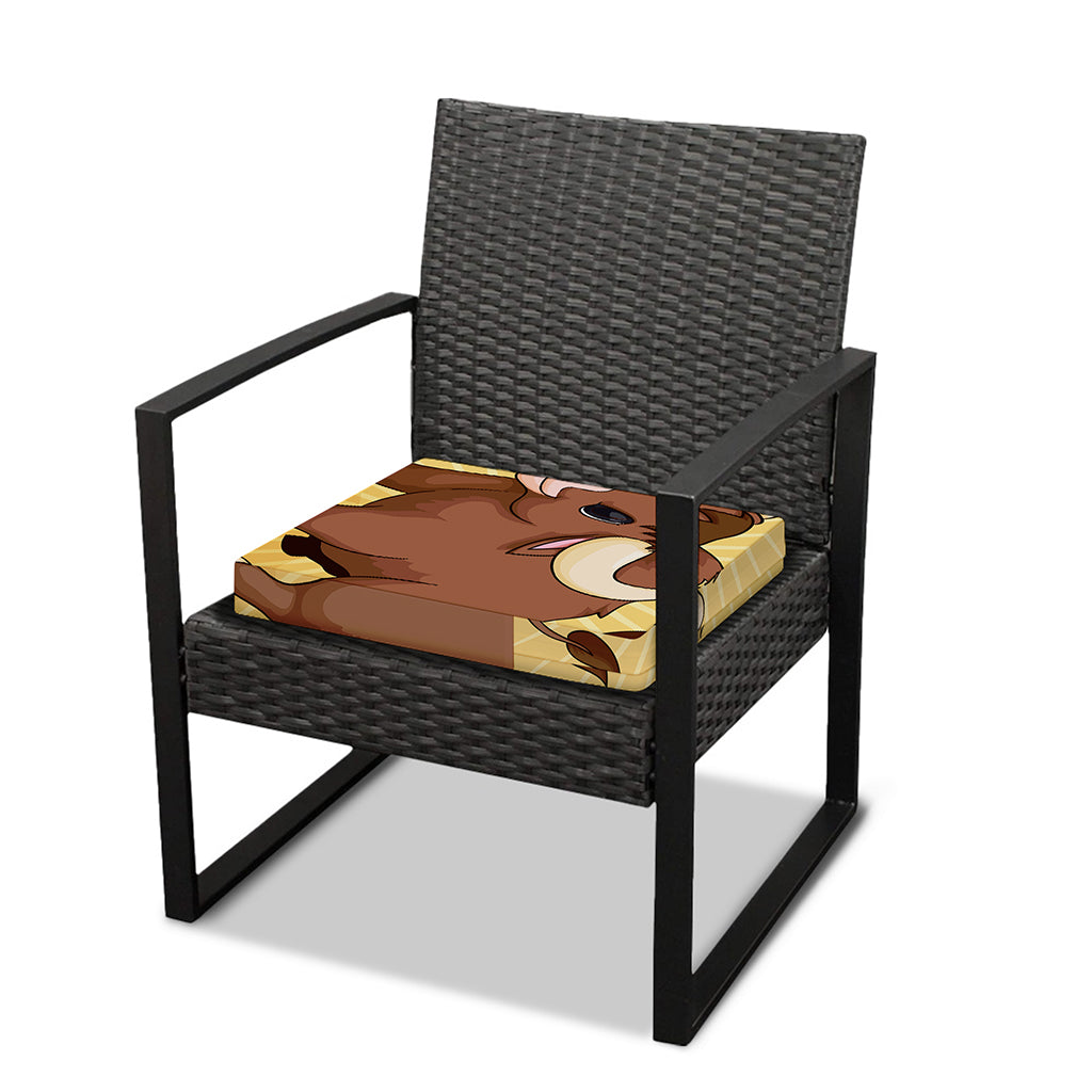 Cute Chinese Ox Zodiac Print Outdoor Seat Cushion Cover