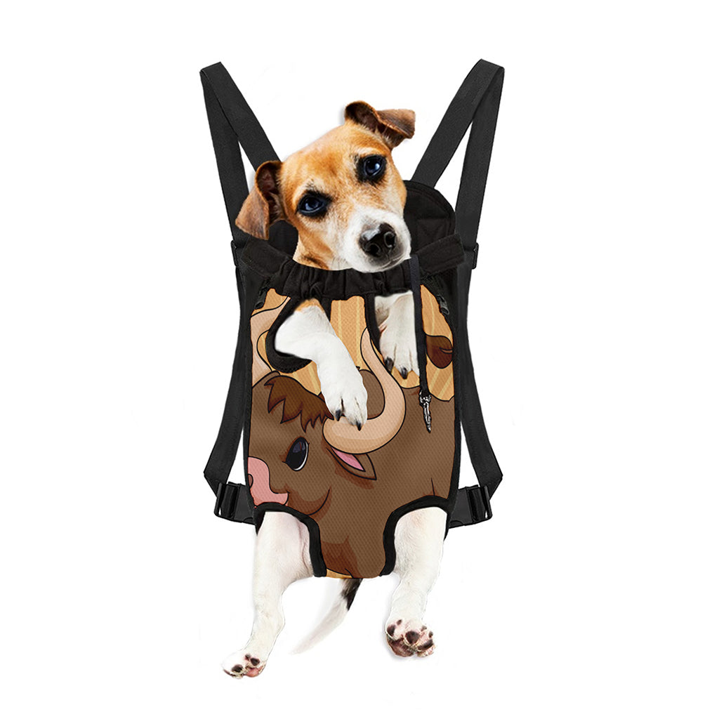 Cute Chinese Ox Zodiac Print Pet Carrier Backpack
