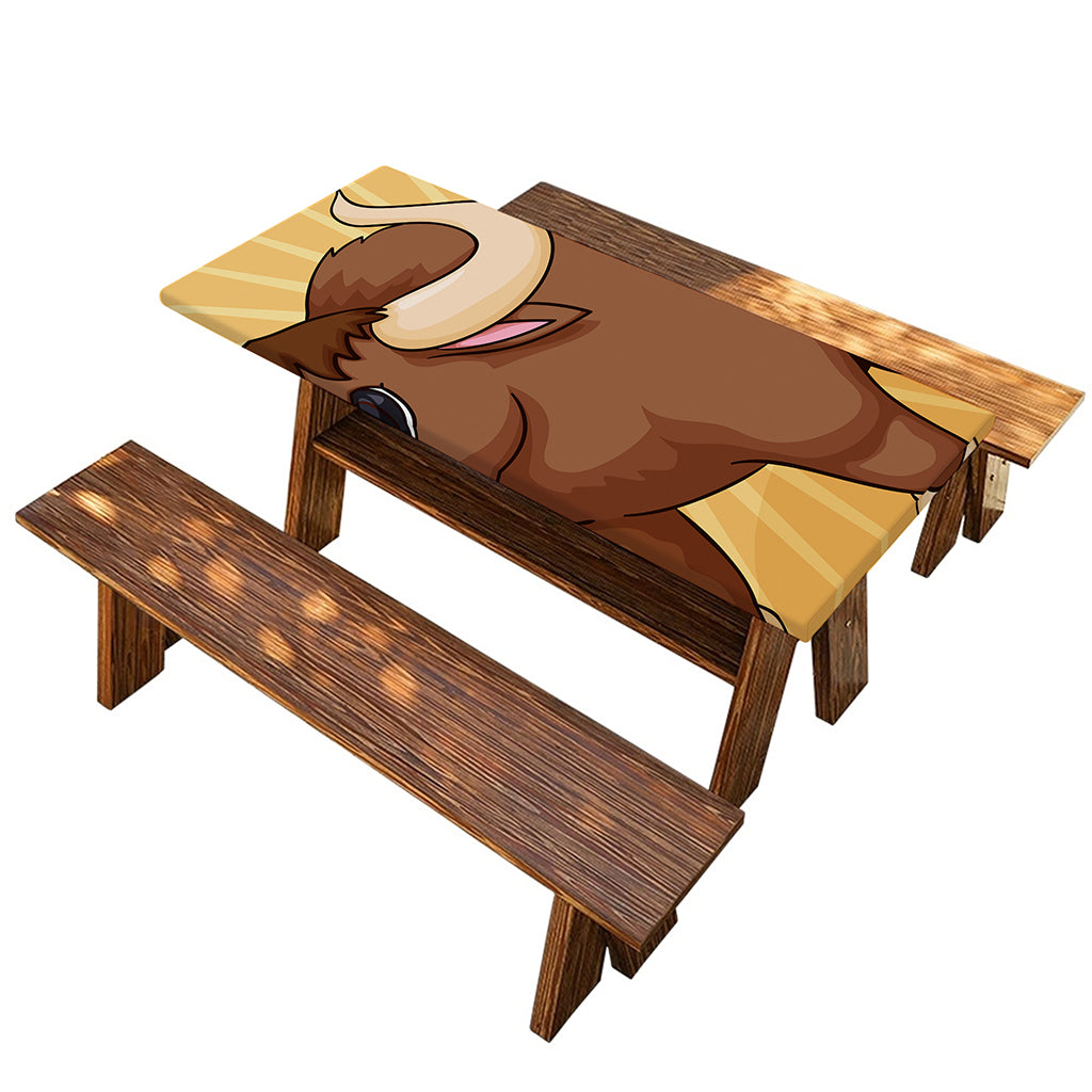 Cute Chinese Ox Zodiac Print Picnic Table Cover