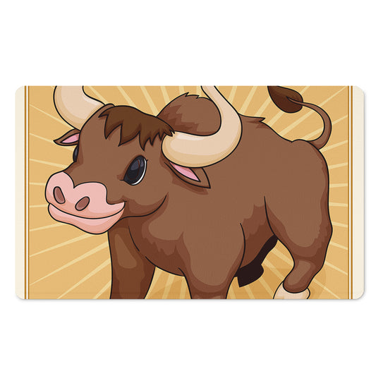 Cute Chinese Ox Zodiac Print Polyester Doormat