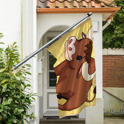 Cute Chinese Ox Zodiac Print Polyester Flag