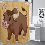 Cute Chinese Ox Zodiac Print Premium Shower Curtain