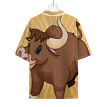 Cute Chinese Ox Zodiac Print Rayon Hawaiian Shirt