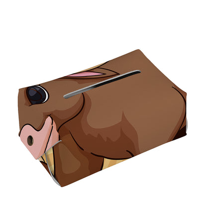 Cute Chinese Ox Zodiac Print Rectangle Tissue Box Cover