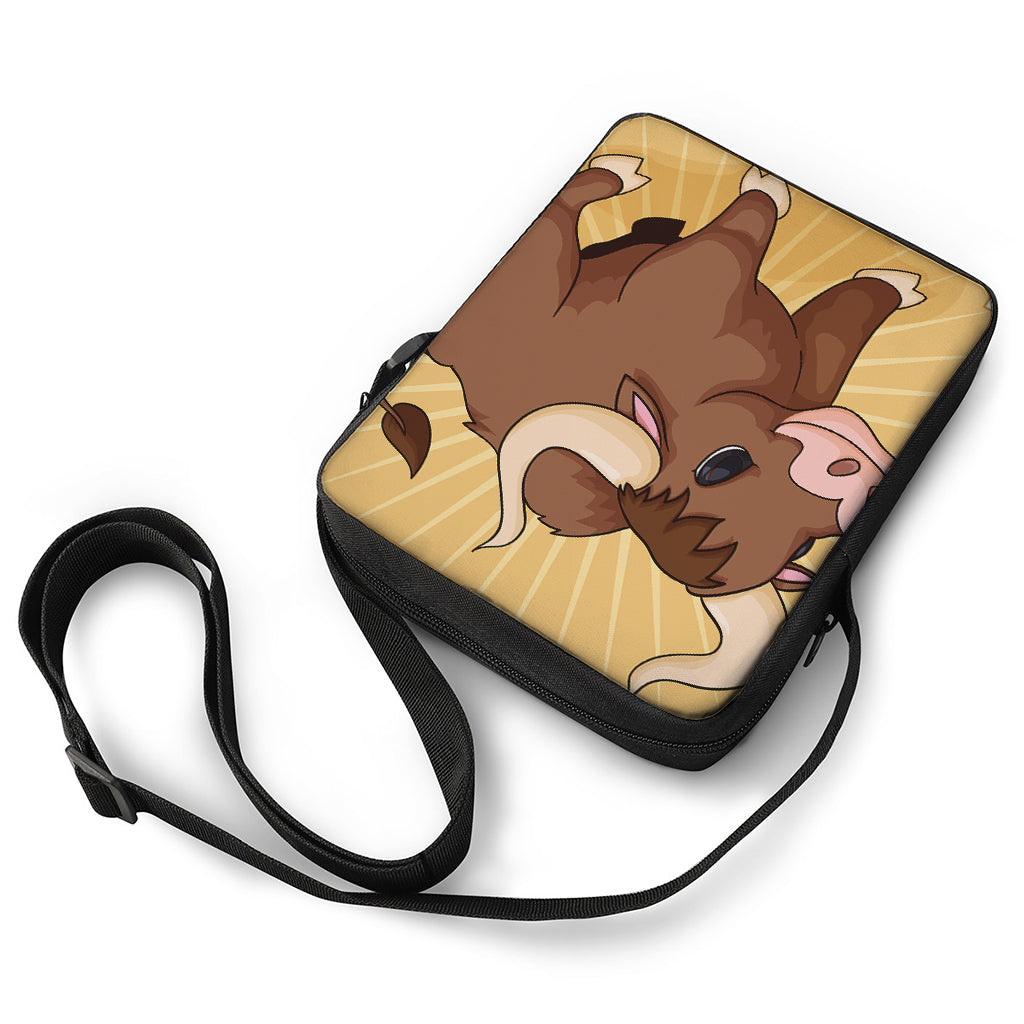 Cute Chinese Ox Zodiac Print Rectangular Crossbody Bag