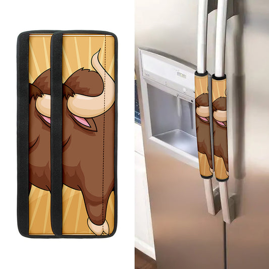 Cute Chinese Ox Zodiac Print Refrigerator Handle Covers