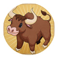 Cute Chinese Ox Zodiac Print Round Blanket