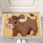 Cute Chinese Ox Zodiac Print Rubber Doormat