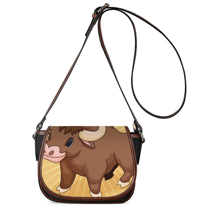 Cute Chinese Ox Zodiac Print Saddle Bag
