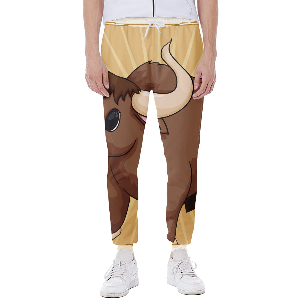 Cute Chinese Ox Zodiac Print Scuba Joggers