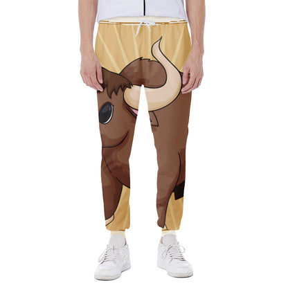 Cute Chinese Ox Zodiac Print Scuba Joggers
