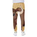 Cute Chinese Ox Zodiac Print Scuba Joggers