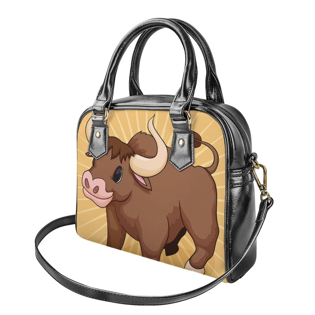 Cute Chinese Ox Zodiac Print Shoulder Handbag