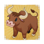 Cute Chinese Ox Zodiac Print Silk Bandana