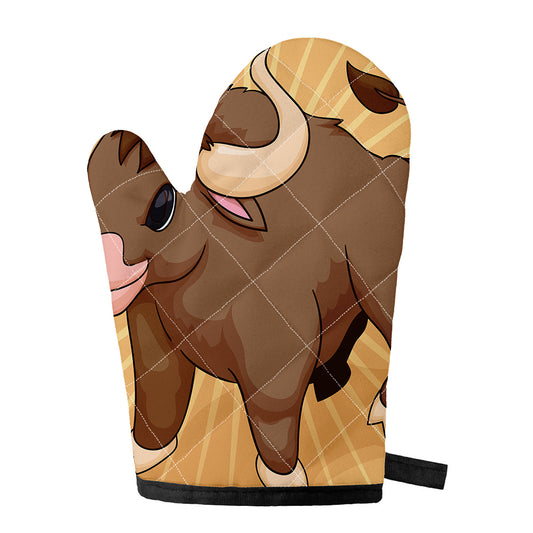 Cute Chinese Ox Zodiac Print Single Oven Mitt