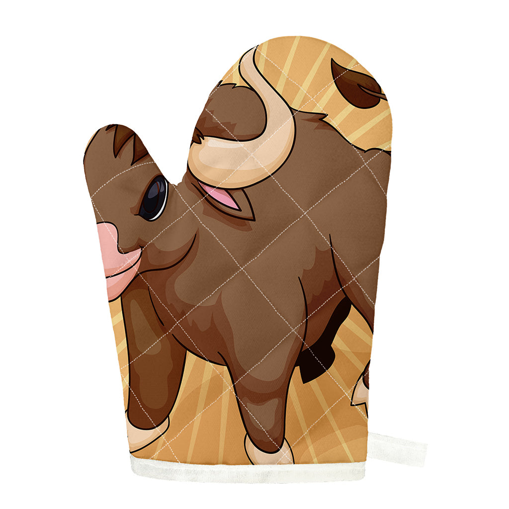 Cute Chinese Ox Zodiac Print Single Oven Mitt