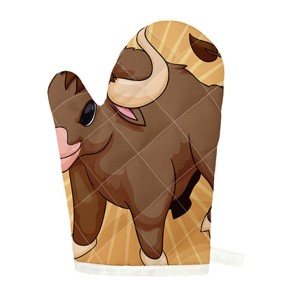 Cute Chinese Ox Zodiac Print Single Oven Mitt
