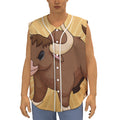 Cute Chinese Ox Zodiac Print Sleeveless Baseball Jersey