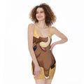 Cute Chinese Ox Zodiac Print Sleeveless Bodycon Dress