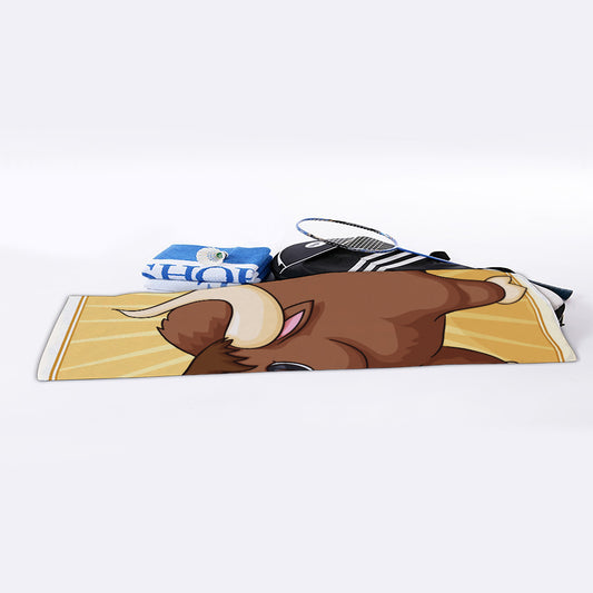 Cute Chinese Ox Zodiac Print Sports Towel