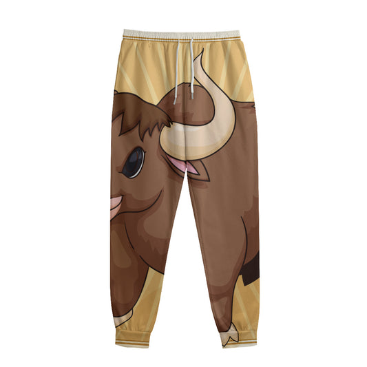 Cute Chinese Ox Zodiac Print Sweatpants