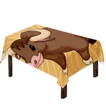 Cute Chinese Ox Zodiac Print Tablecloth