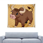 Cute Chinese Ox Zodiac Print Tapestry